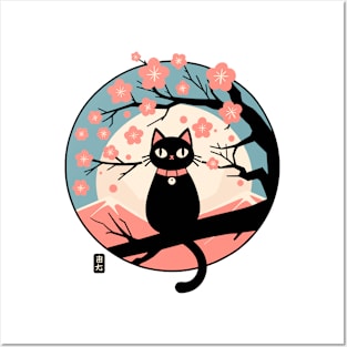 Sakura Black Cat Posters and Art